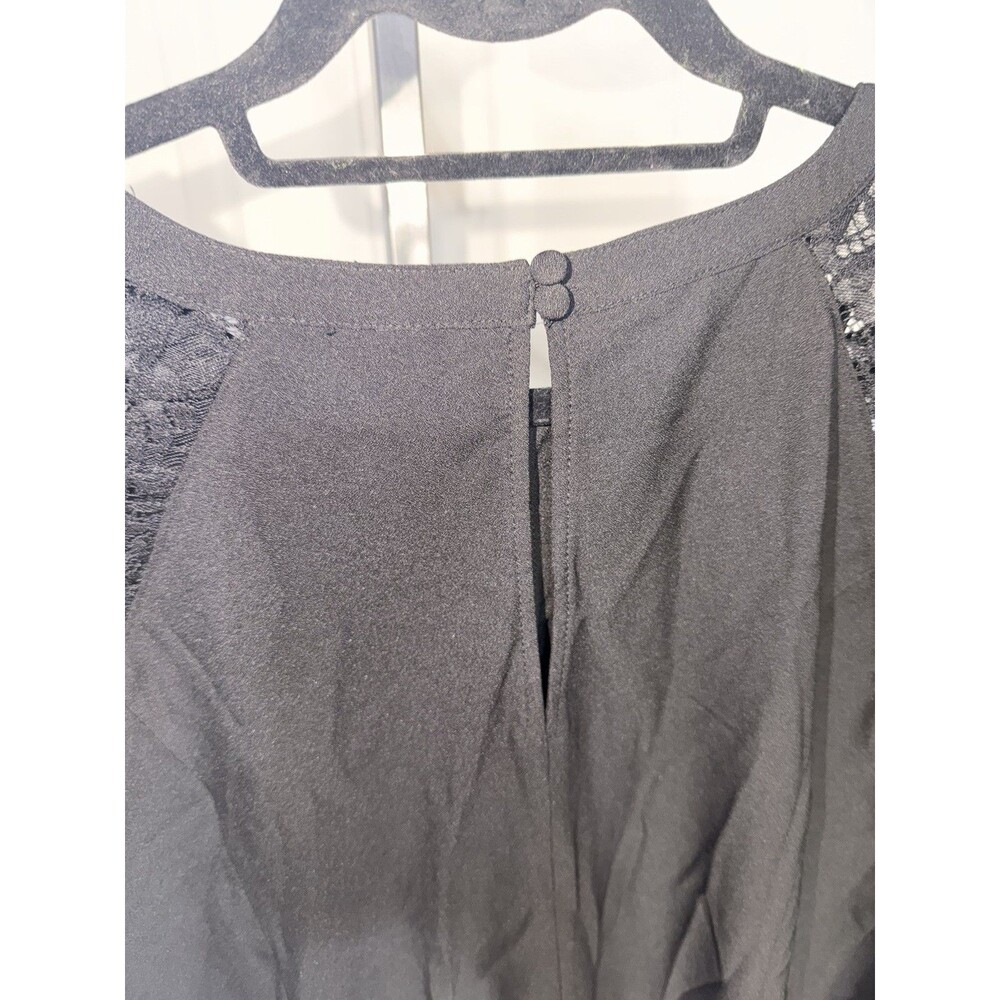 Torrid Black Crepe Lace Sleeve Peplum Blouse Top Size 3xl - Picture 7 of 7